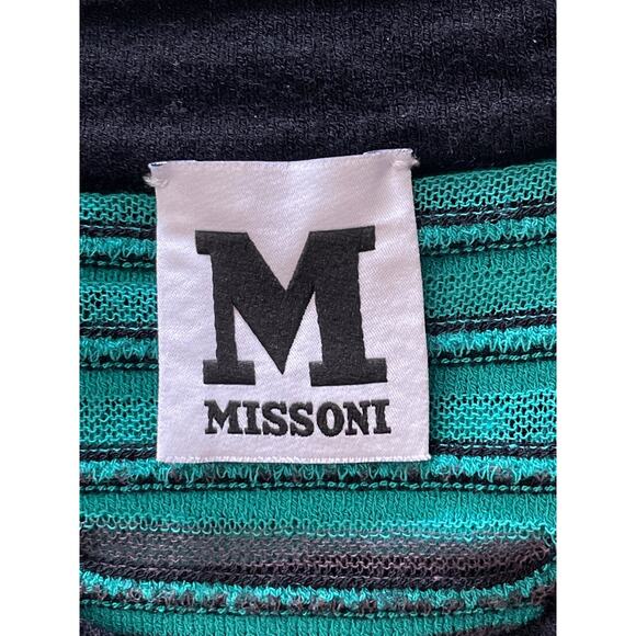 Missoni Black Gray Green Crew Neck Sleeveless Striped Knit Top Size 6 - Picture 6 of 12